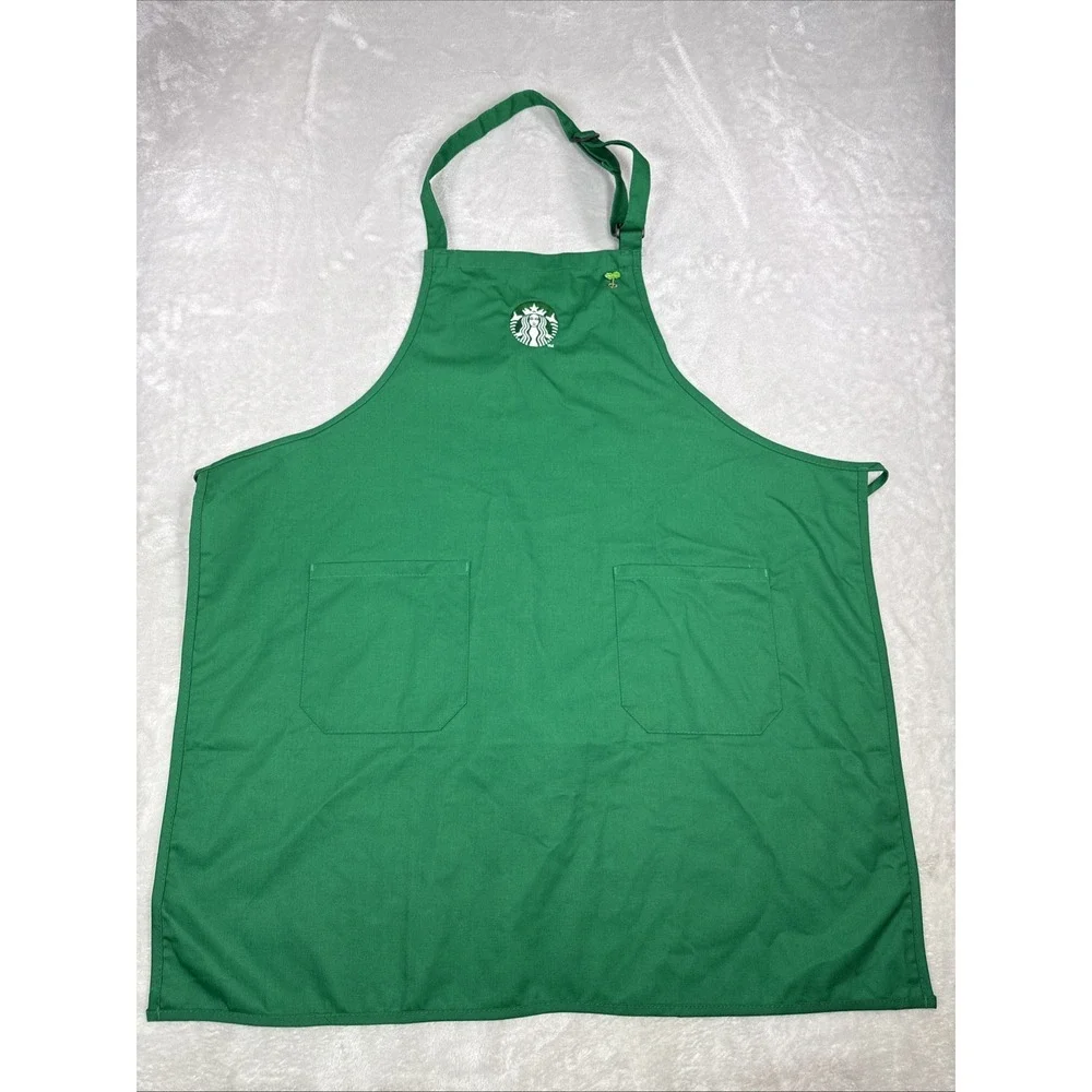 Starbucks Coffee Authentic Official Barista Green Apron With Barista Floral Pin
